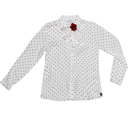 Блузка в горошек с брошкой от бренда Aletta