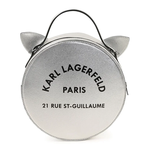 Сумка серебряного цвета с ушками от бренда Karl Lagerfeld Kids