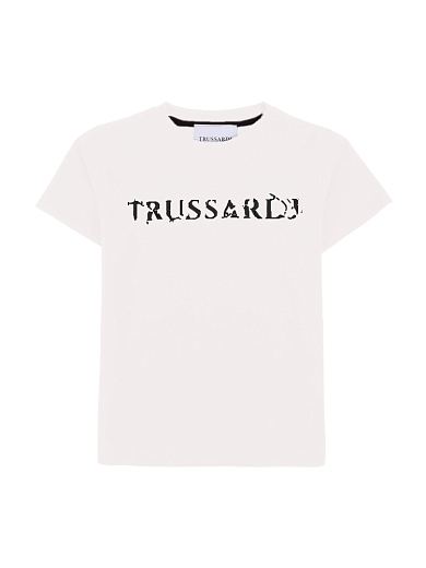 Футболка с контрастной надписью от бренда Trussardi Белый