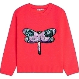 Пуловер коралловый со стрекозой от бренда Billieblush