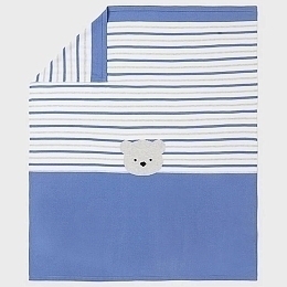 Плед синего цвета в полоску с медведем от бренда Mayoral
