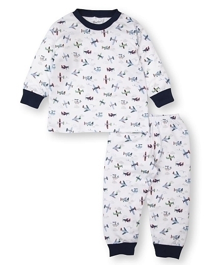 Пижама белая с изображением самолетов от бренда Kissy Kissy