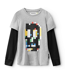 Лонгслив PIXEL SKULL HEATHER GREY от бренда NuNuNu