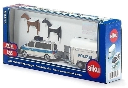 Полицейская машина с прицепом для лошадей от бренда Siku