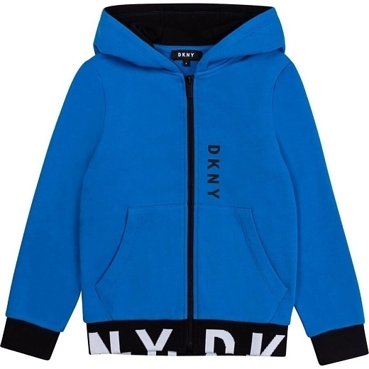 Толстовка ярко-синего цвета с надписью от бренда DKNY
