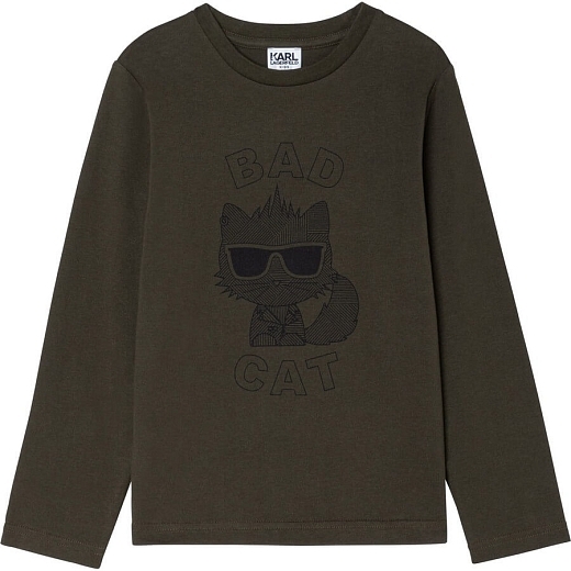 Лонгслив коричневый BAD CAT от бренда Karl Lagerfeld Kids