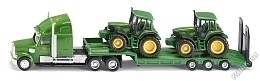 Тягач с 2 тракторами Джон Дир, зеленого цвета от бренда Siku