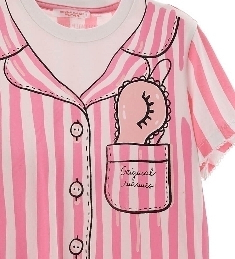 Пижама в розовую полоску с шортами от бренда Original Marines