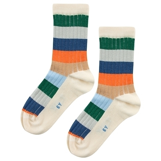 Носки кремовые с цветными полосками от бренда Tinycottons