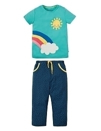 Пижама: штаны+футболка с радугой от бренда Frugi