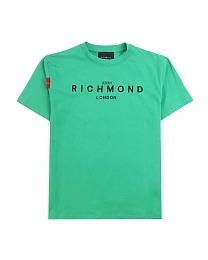 Футболка зеленого цвета с надписью на груди от бренда JOHN RICHMOND Зеленый